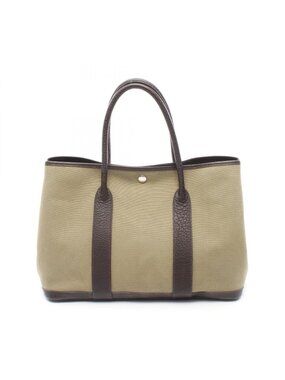 Hermes Tote Garden Party PM Khaki Ebene Leather